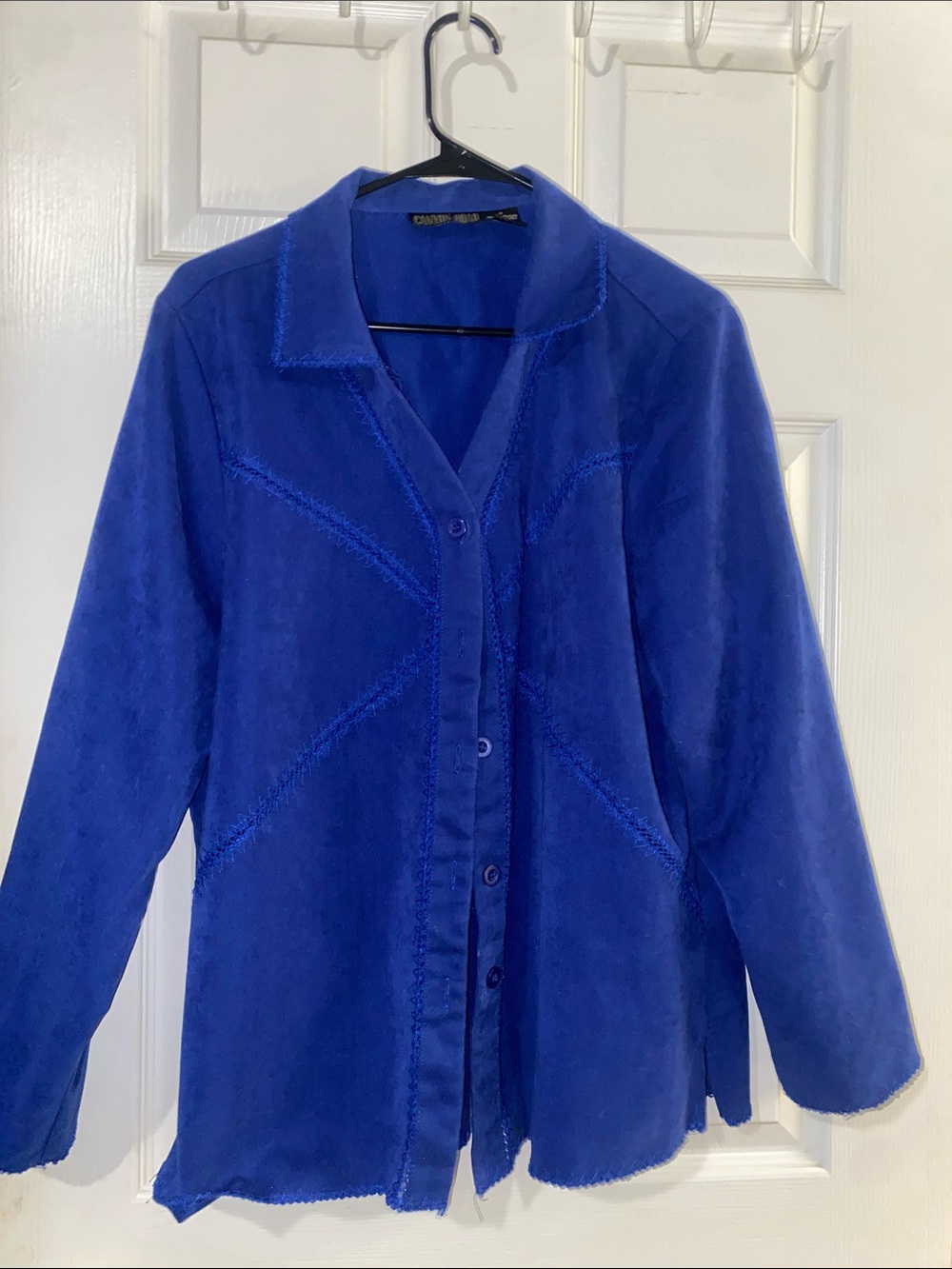 Women's Cobalt Blue Button-Front Blouse Jacket